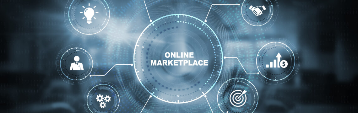 3d illustration of the business concept of an online marketplace.